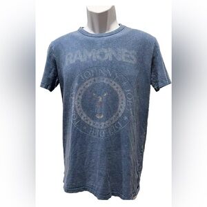Vintage Ramones Single Stitch T-Shirt RAMONES 1234 XS Blue Faded Unisex Navy